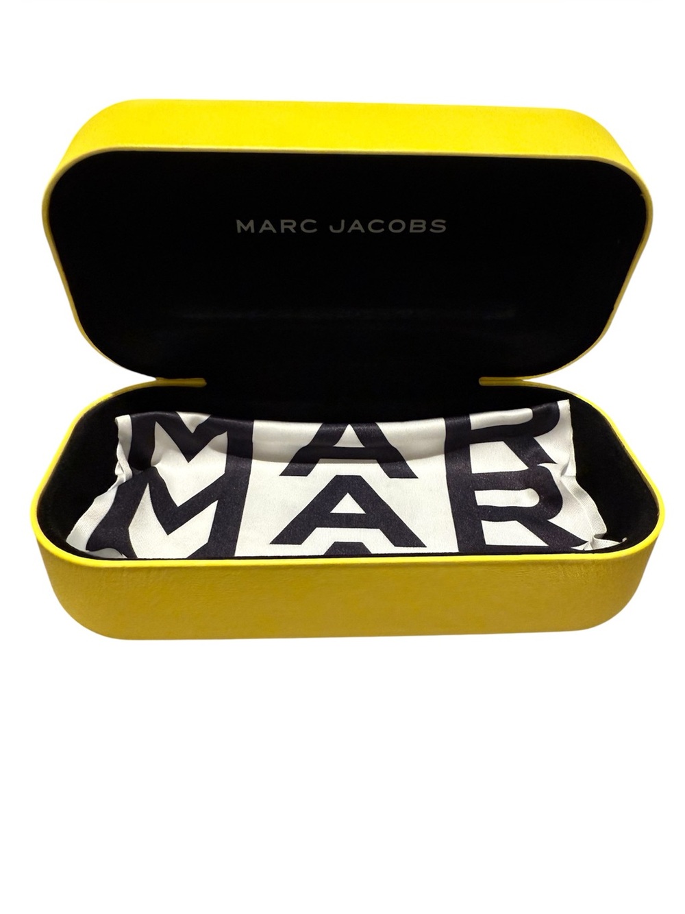 MARC JACOBS Yellow Sunglasses Case with Black & White Logo Cleaning Cloth - Picture 3 of 3